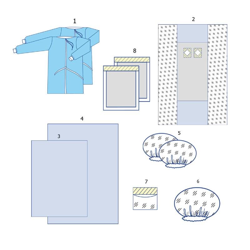 Комплект одягу та покриттів операційних для ангіографії №6 Taipan-Pharm стерильний